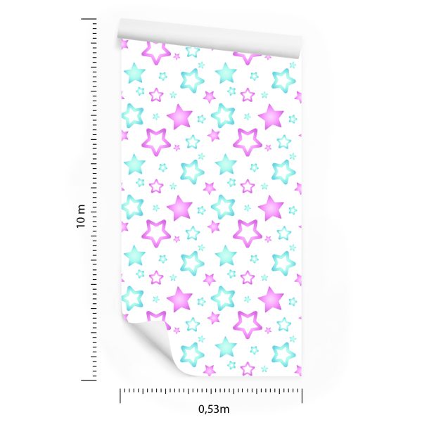 Behang Voor Kinderen - Blauwe En Roze Sterren - Afbeelding 8