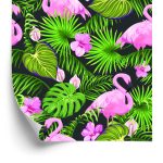 Behang Tropisch - Flamingo's Bladeren En Bloemen