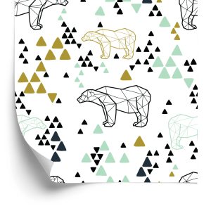 Behang Voor Kinderen - Geometrische Beren