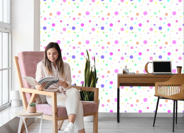 Behang Stippen In Pastelkleuren - Afbeelding 7