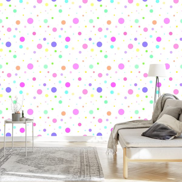 Behang Stippen In Pastelkleuren - Afbeelding 3