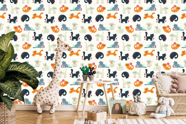 Behang Voor Kinderen - Lieve Katten - Scandinavische Stijl - Afbeelding 5