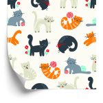 Behang Voor Kinderen - Lieve Katten - Scandinavische Stijl