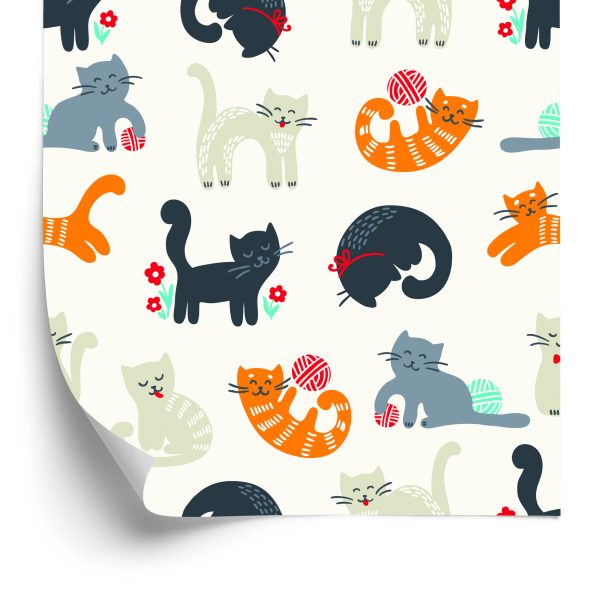 Behang Voor Kinderen - Lieve Katten - Scandinavische Stijl