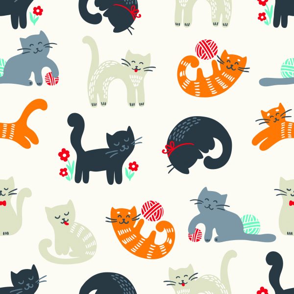 Behang Voor Kinderen - Lieve Katten - Scandinavische Stijl - Afbeelding 2
