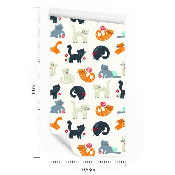 Behang Voor Kinderen - Lieve Katten - Scandinavische Stijl - Afbeelding 8