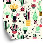 Behang Voor Kinderen - Cactussen In Scandinavische Stijl