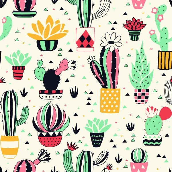 Behang Voor Kinderen - Cactussen In Scandinavische Stijl - Afbeelding 2