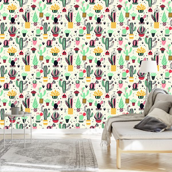 Behang Voor Kinderen - Cactussen In Scandinavische Stijl - Afbeelding 3