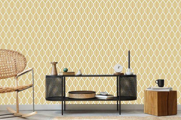 Behang Retro - Prachtige Geometrische Bladeren - Afbeelding 5