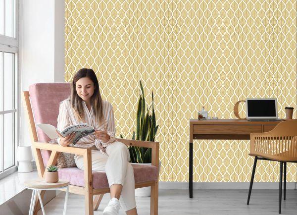 Behang Retro - Prachtige Geometrische Bladeren - Afbeelding 7