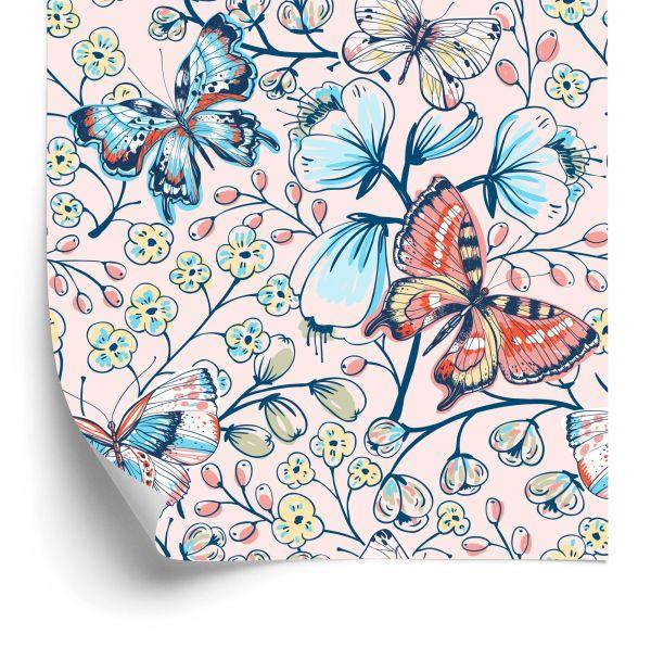Behang Voor Kinderen - Kleurrijke Vlinders En Bloemen