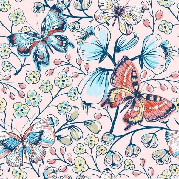 Behang Voor Kinderen - Kleurrijke Vlinders En Bloemen - Afbeelding 2
