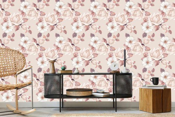 Behang Fijne Bloemen In Pastelkleuren - Afbeelding 5
