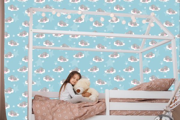 Behang Voor Kinderen - Slapende Olifanten In De Wolken - Afbeelding 7