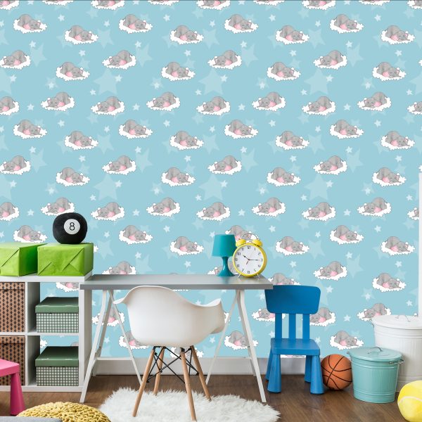 Behang Voor Kinderen - Slapende Olifanten In De Wolken - Afbeelding 4