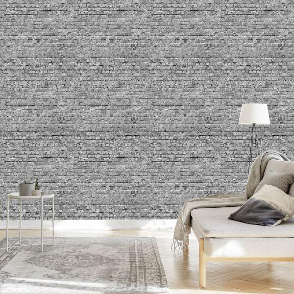 Behang Grijze Bakstenen Muur - Afbeelding 3