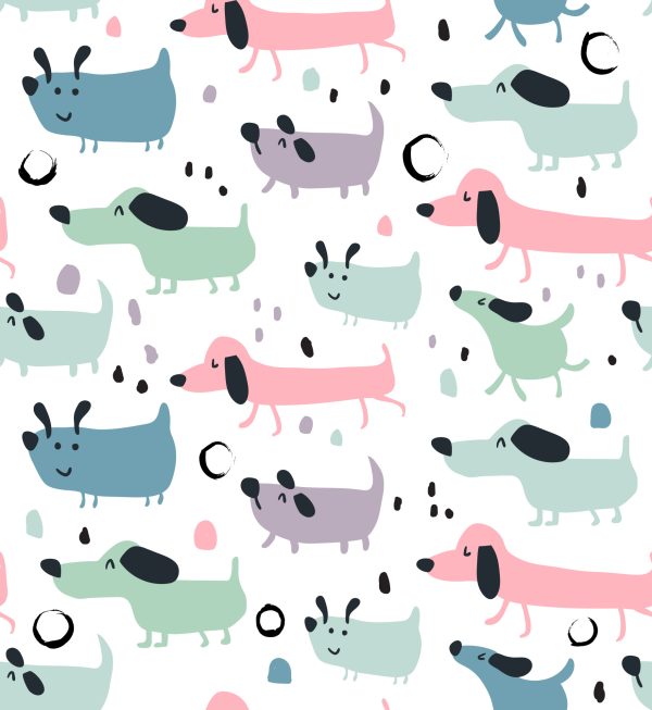 Behang Voor Kinderen - Kleurrijke Blije Honden - Afbeelding 2