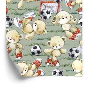 Behang Voor Kinderen - Schattige Teddyberen - Voetballers