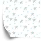 Behang Voor Kinderen - Grijze En Blauwe Sterren