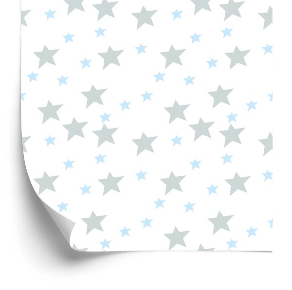 Behang Voor Kinderen - Grijze En Blauwe Sterren