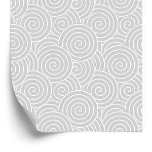 Behang Retro - Wervelend Grijs - Witte Spiralen