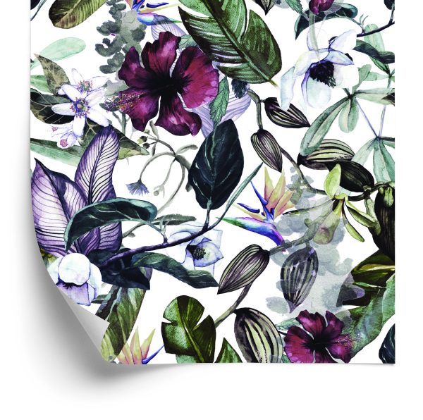 Behang Bladeren Van Tropische Bloemen