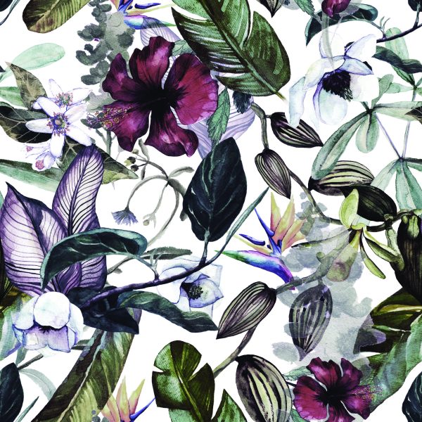 Behang Bladeren Van Tropische Bloemen - Afbeelding 2