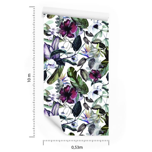 Behang Bladeren Van Tropische Bloemen - Afbeelding 8