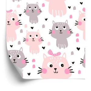 Behang Voor Kinderen - Schattige Pastelkleurige Katten