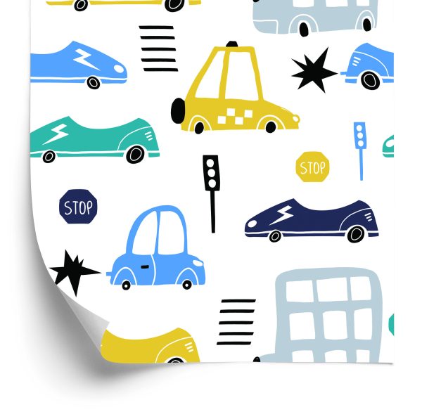 Behang Kleurrijke Speelgoedauto's Voor Kinderen.sprookjesdecoratie