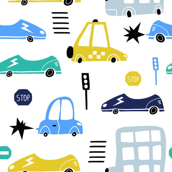 Behang Kleurrijke Speelgoedauto's Voor Kinderen.sprookjesdecoratie - Afbeelding 2
