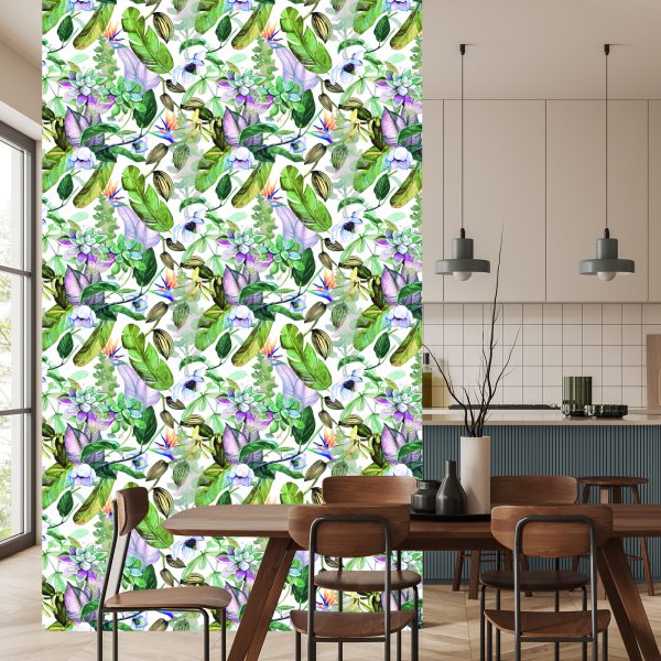 Behang Tropische Bladeren, Bloemen - Afbeelding 4