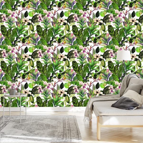 Behang Tropische Bladeren Met Cactussen - Afbeelding 3