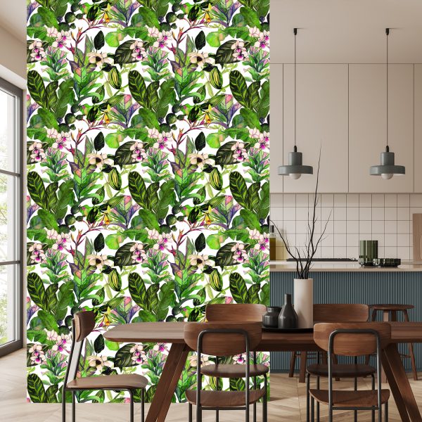 Behang Tropische Bladeren Met Cactussen - Afbeelding 4