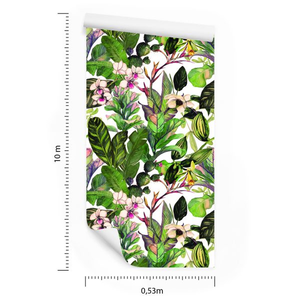 Behang Tropische Bladeren Met Cactussen - Afbeelding 8