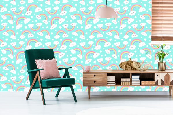 Behang Voor Kinderen - Happy Clouds And Rainbow - Afbeelding 6