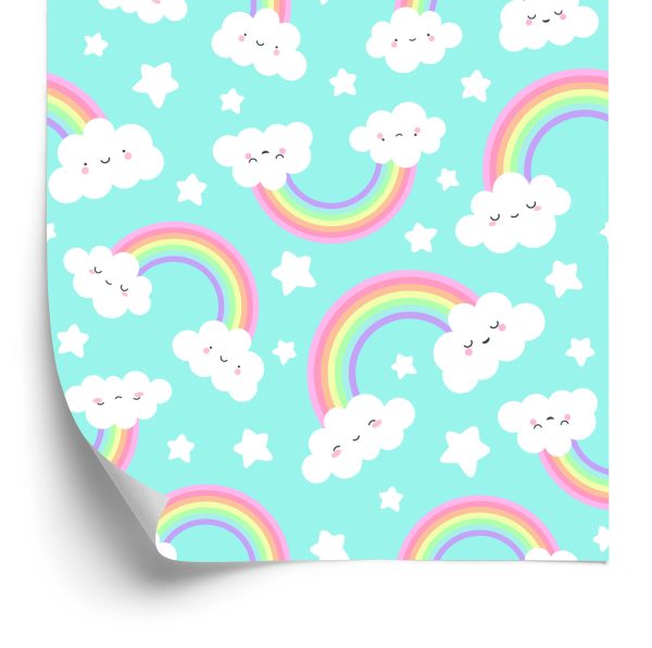Behang Voor Kinderen - Happy Clouds And Rainbow