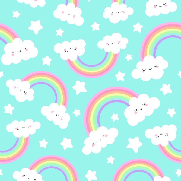 Behang Voor Kinderen - Happy Clouds And Rainbow - Afbeelding 2