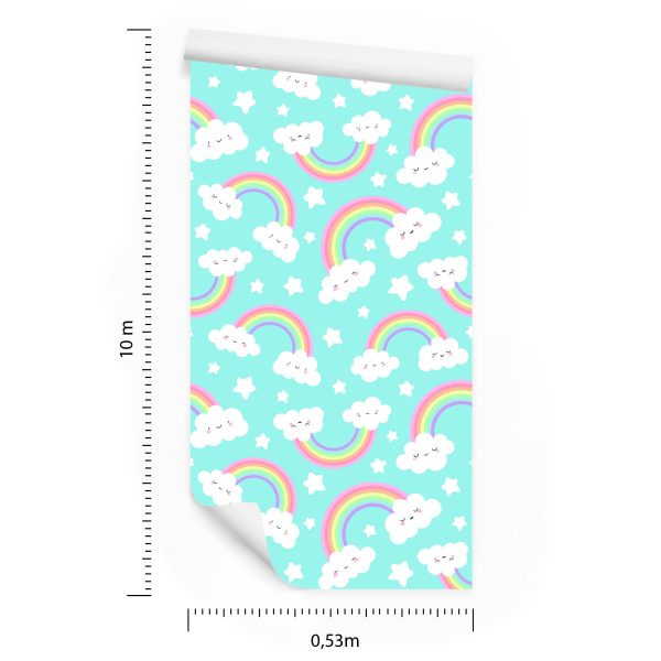Behang Voor Kinderen - Happy Clouds And Rainbow - Afbeelding 8