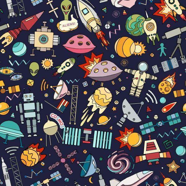 Behang Voor Kinderen - Planeten, Sterren, Raketten En Kosmonauten - Afbeelding 2