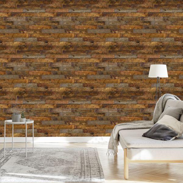 Behang Rustieke Horizontale Houten Planken - Afbeelding 3