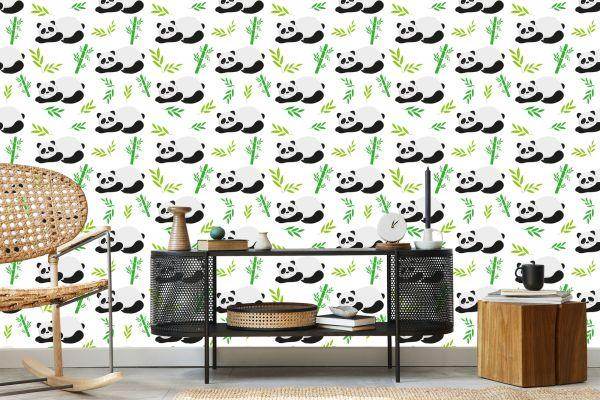 Behang Voor Kinderen - Slapende Panda's Tussen Bamboe - Afbeelding 5
