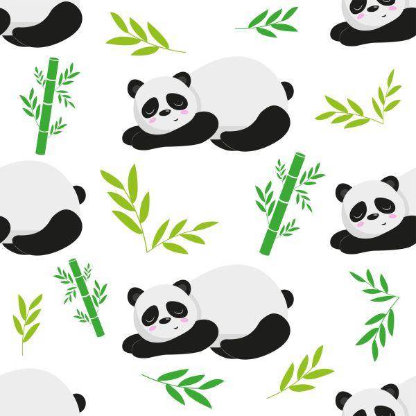 Behang Voor Kinderen - Slapende Panda's Tussen Bamboe - Afbeelding 2