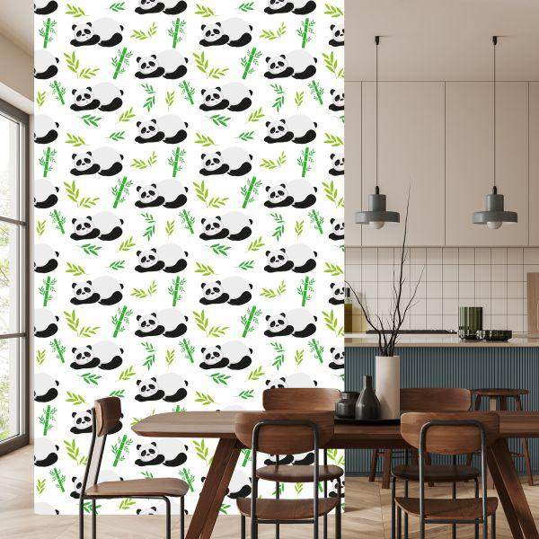 Behang Voor Kinderen - Slapende Panda's Tussen Bamboe - Afbeelding 4