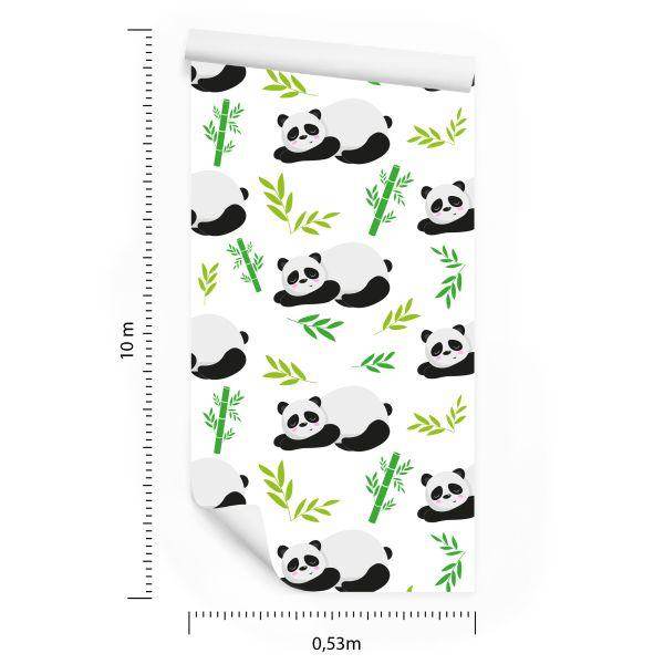 Behang Voor Kinderen - Slapende Panda's Tussen Bamboe - Afbeelding 8