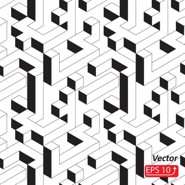 Behang Zwart-Wit Geometrisch Patroon - Afbeelding 2