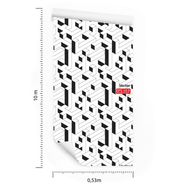 Behang Zwart-Wit Geometrisch Patroon - Afbeelding 8