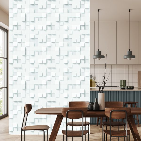 Behang Wit Modern Mozaïek - 3D-Effect - Afbeelding 4