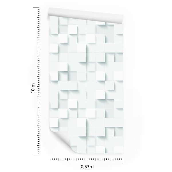 Behang Wit Modern Mozaïek - 3D-Effect - Afbeelding 8